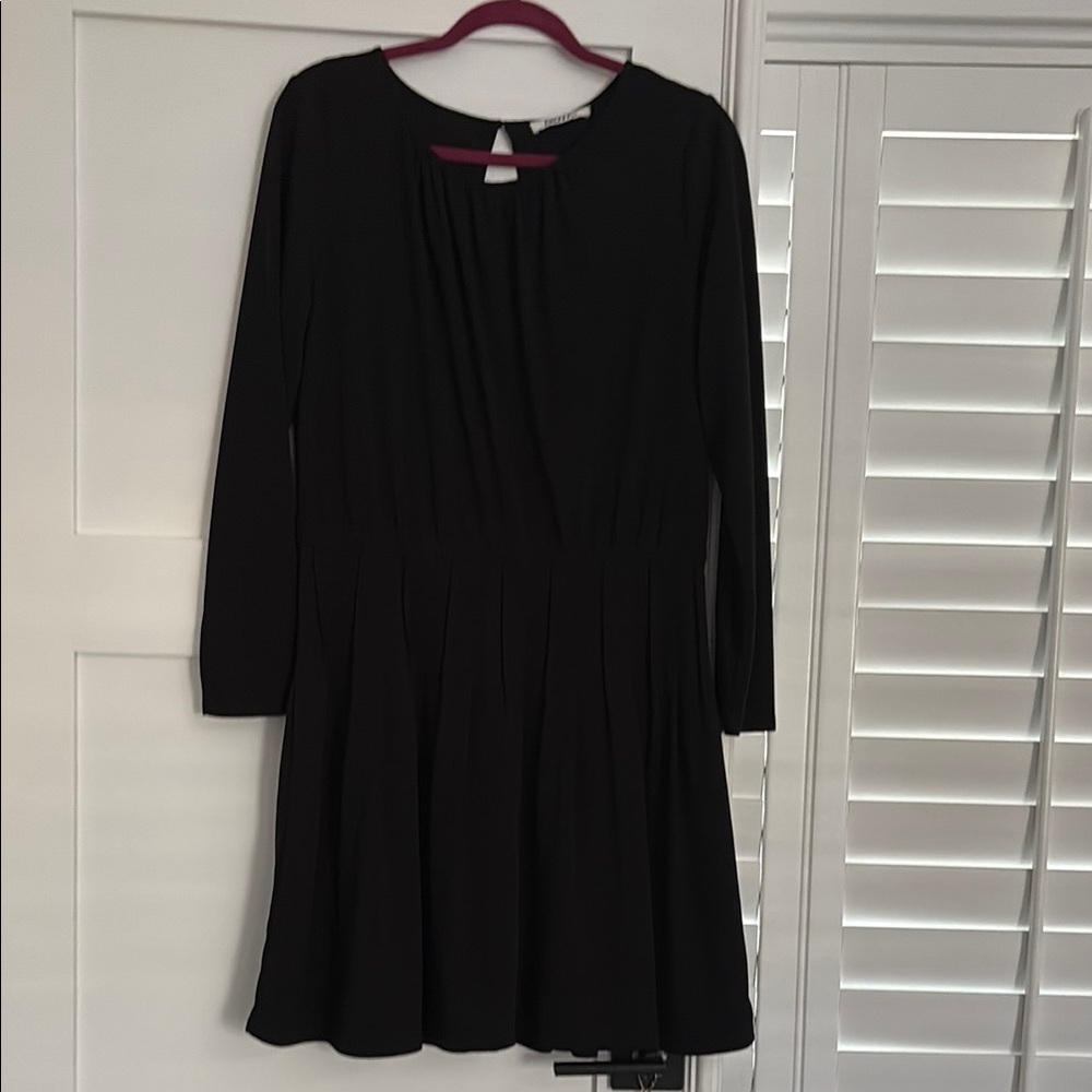 DKNYC Black Pleated Fit and Flare Dress